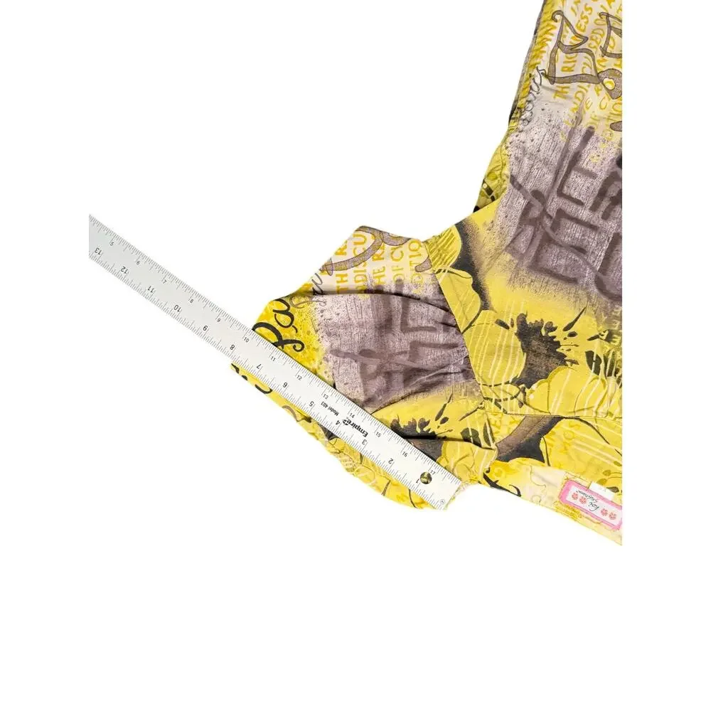 Koi by Kathy Peterson Yellow Y2K Abstract Floral Paris Graphic‎ Blouse XS